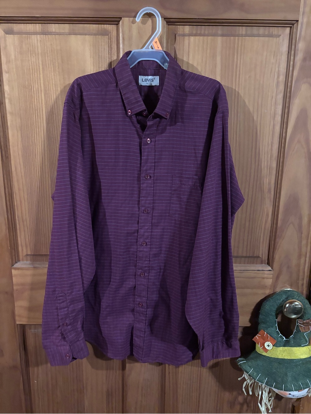 Levi's Men's Button-Down Shirt in Plum with Subtle Stripes